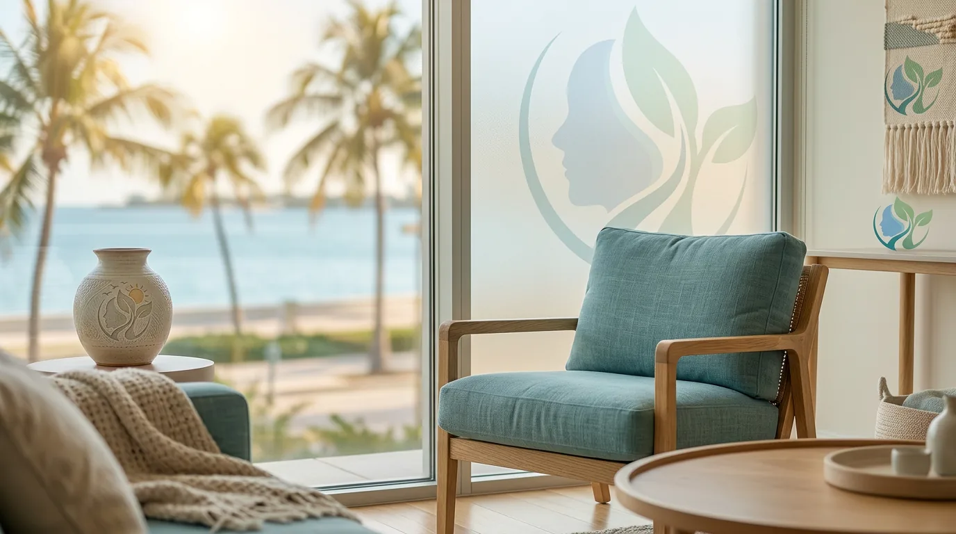Trust Psychiatry & Wellness office exterior on Belvedere Rd, West Palm Beach FL &mdash; schedule an adult psychiatric evaluation in-person or via Florida-wide telepsychiatry with Josie Desmarais, PMHNP-BC